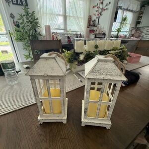 Rustic White Lanterns with  cream Accents